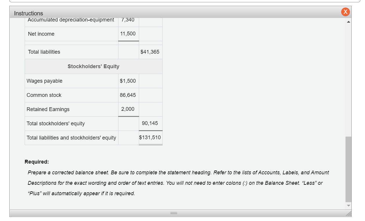 $7,170 Accounts payable 7,500 Supplies 2,590 Prepaid insurance 800 Land 24,000 Total