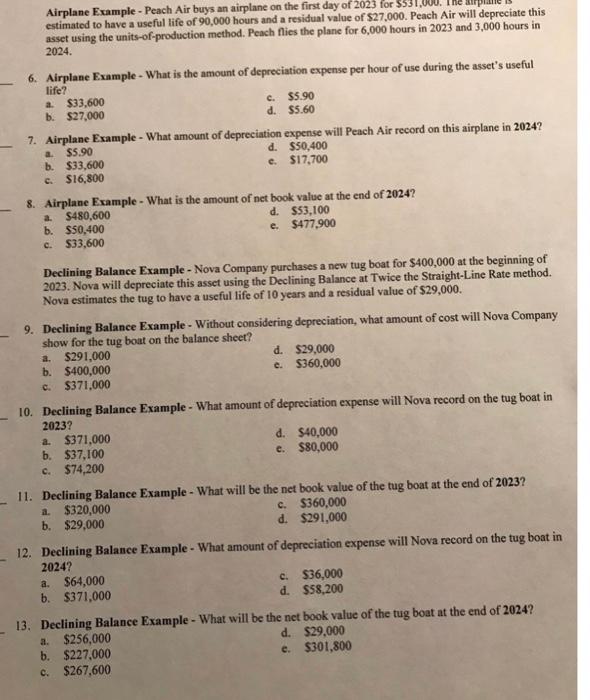 buys an airplane on the first day of 2023 for $531,000. The