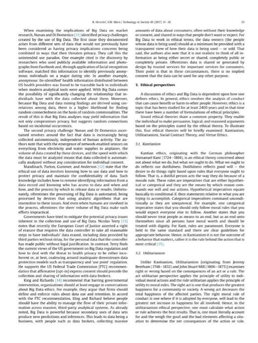 the article, what is the top issue related to ethics and big