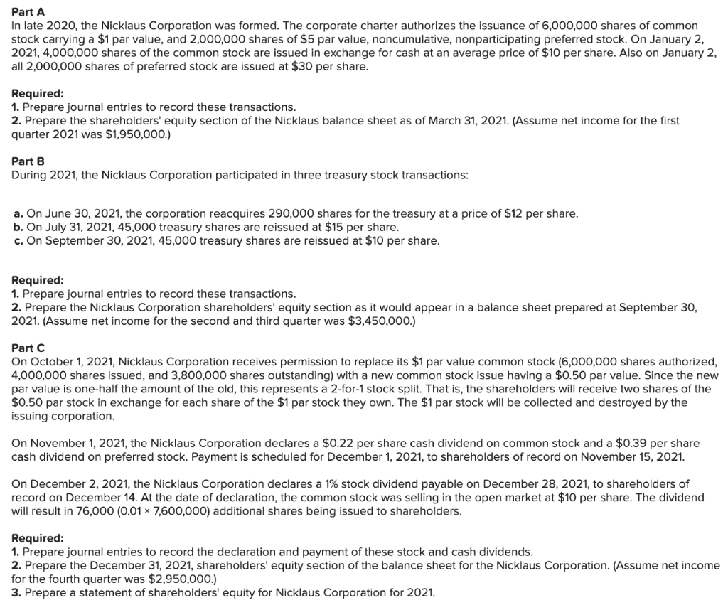 I only need help with PART C Requirement 2 and 3, I