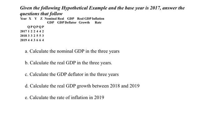  Given the following Hypothetical Example and the base year is 2017,
