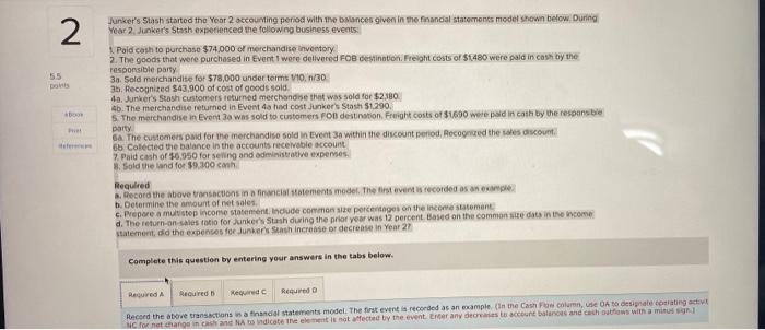  2 . Junker's Stash started the Year 2 occounting period with
