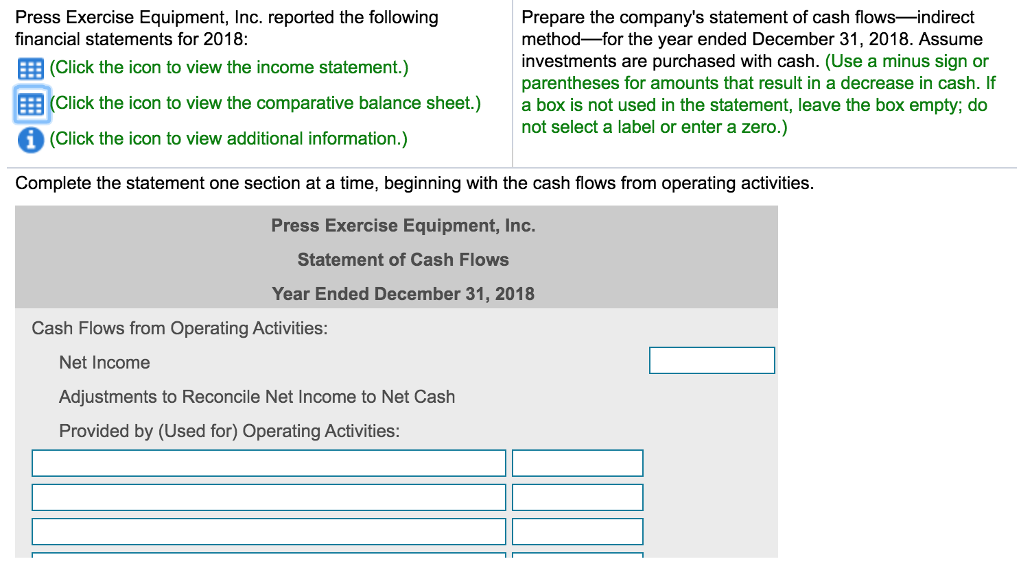 Press Exercise Equipment, Inc. Comparative Balance Sheet December 31, 2018 and 2017