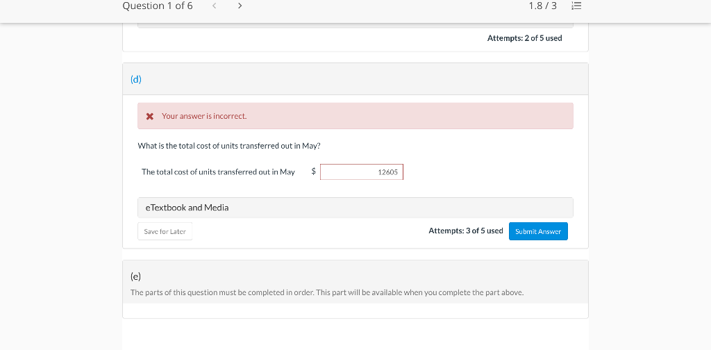 2 decimal places, eg. 2.25.) The unit materials cost for May $