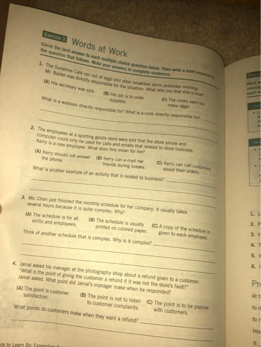 Can someone pls help meee Exerche 3 Words at Work Circle the