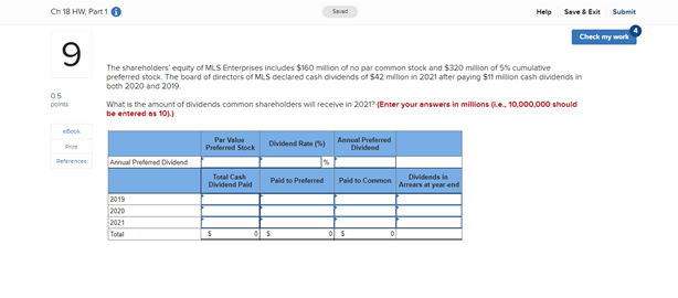  Ch 18 HW, Part 1 Help Save & Exit Submit Check