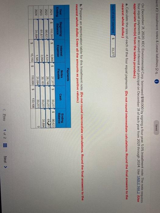  ment #3 Installment notes & Lease liabilities (2 q. Saved On