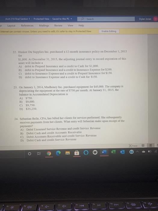  Dylan Jones in Acet 210 final Section 1. Protected ViewSaved to