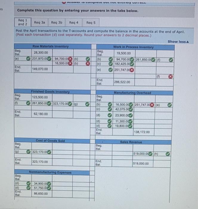 Corp. uses a job order cost system. On April 1, the accounts