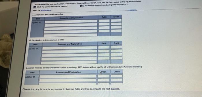 the trial balanco) (Click the loon to view the adjusting entry information.)
