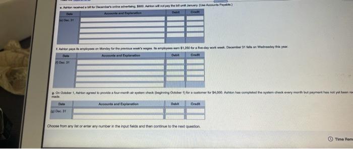 Read the requirements c. Ashton used $450 of office supplies. Date Accounts