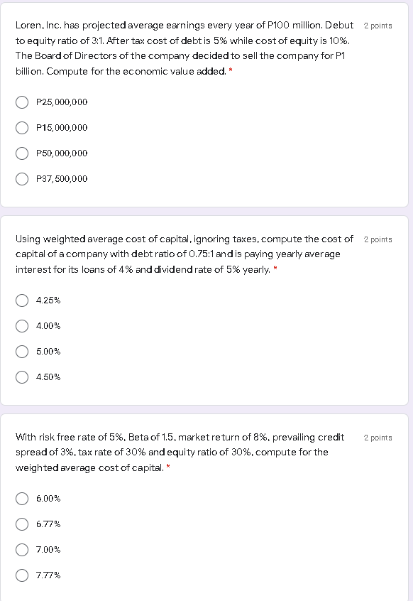 Inc. reported the following prospective information: Year 1 Year 2 Year 3
