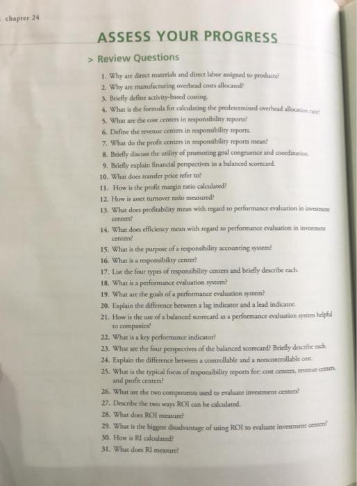number 1 and 3 chapter 24 ASSESS YOUR PROGRESS > Review Questions