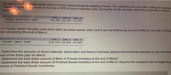  On March 1a dr maker starts work on three custom-designed wedding