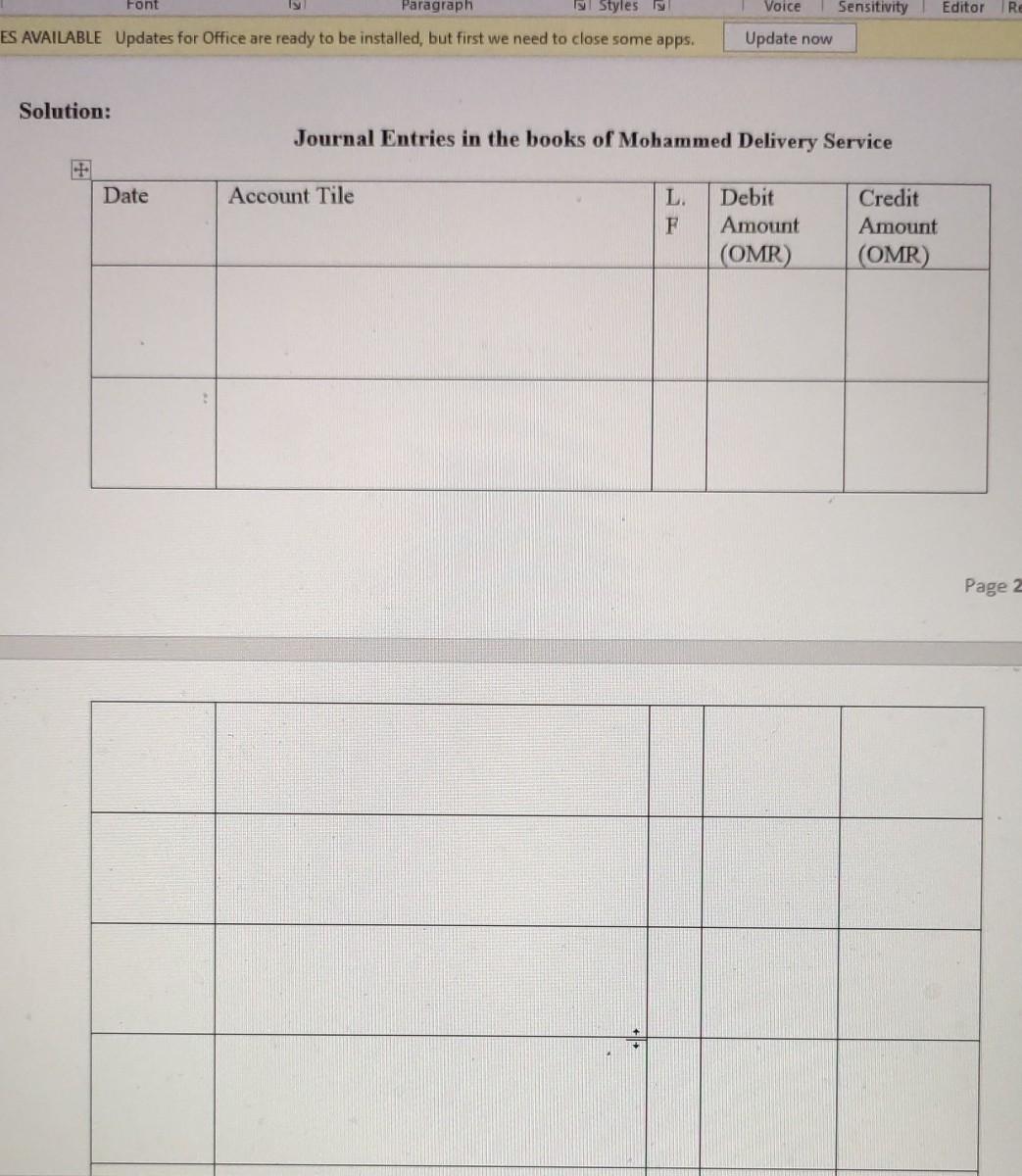 up if it is solved correct Question:1 Mohammed started Delivery Company in