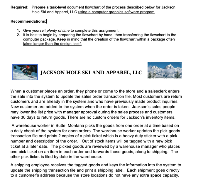  Required: Prepare a task-level document flowchart of the process described below