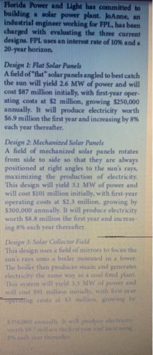 please do handwritten answer Florida Powet and Light has committed to building