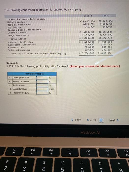 Please help! The following condensed information is reported by a company