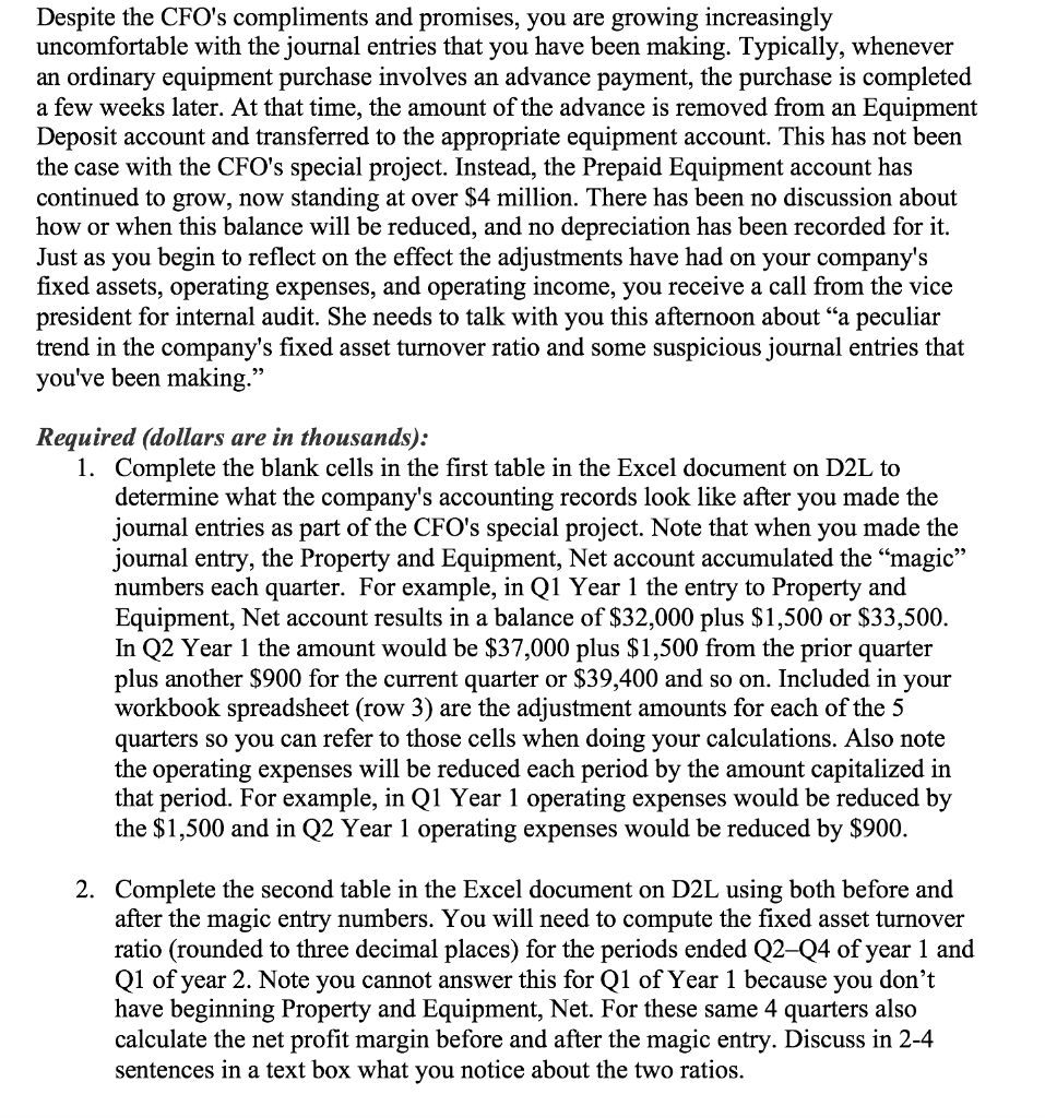 the 2 tables provided on the Excel worksheet to answer questions #1