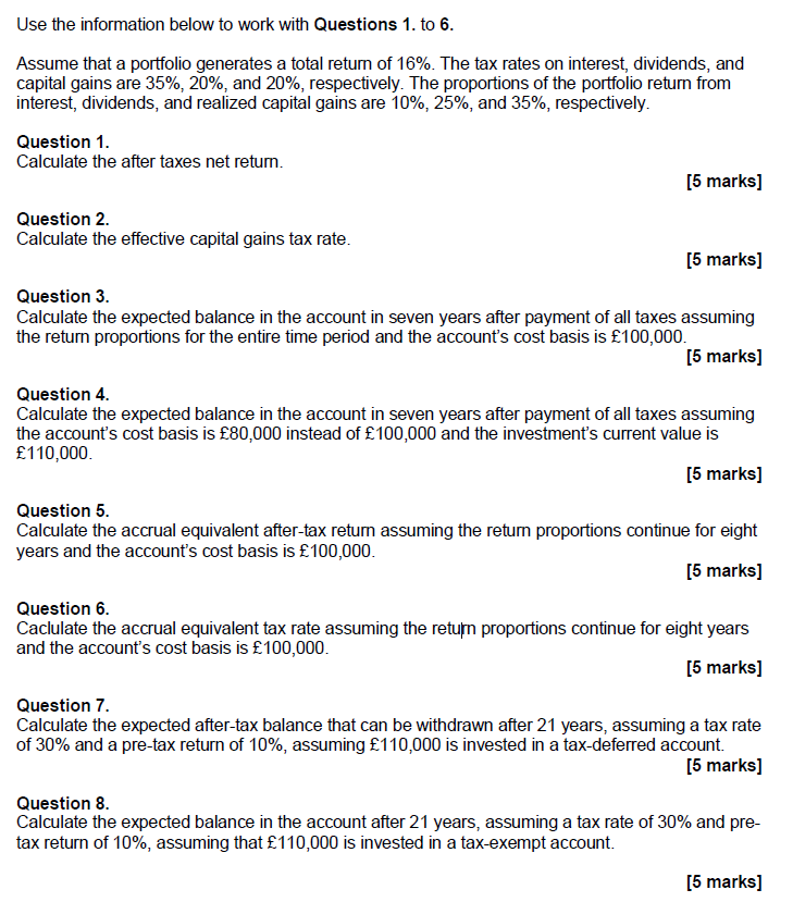  Use the information below to work with Questions 1. to 6.