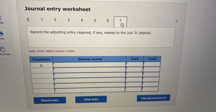 entry required" in the first account field. Journal entry worksheet Record the