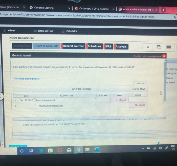 Asset Impairment Instructions Chart of Accounts General Journal Schedules IFRS Analysis Shaded