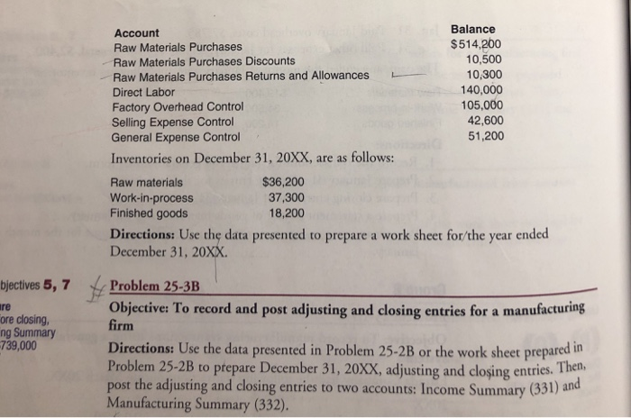 sheet for a manufacturing firm The following data are the account balances