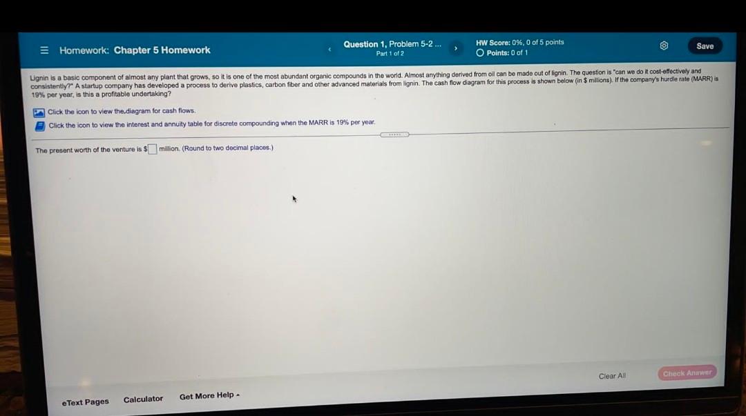 5 Homework Question 1, Problem 5-2... Part 1 of 2 HW SC