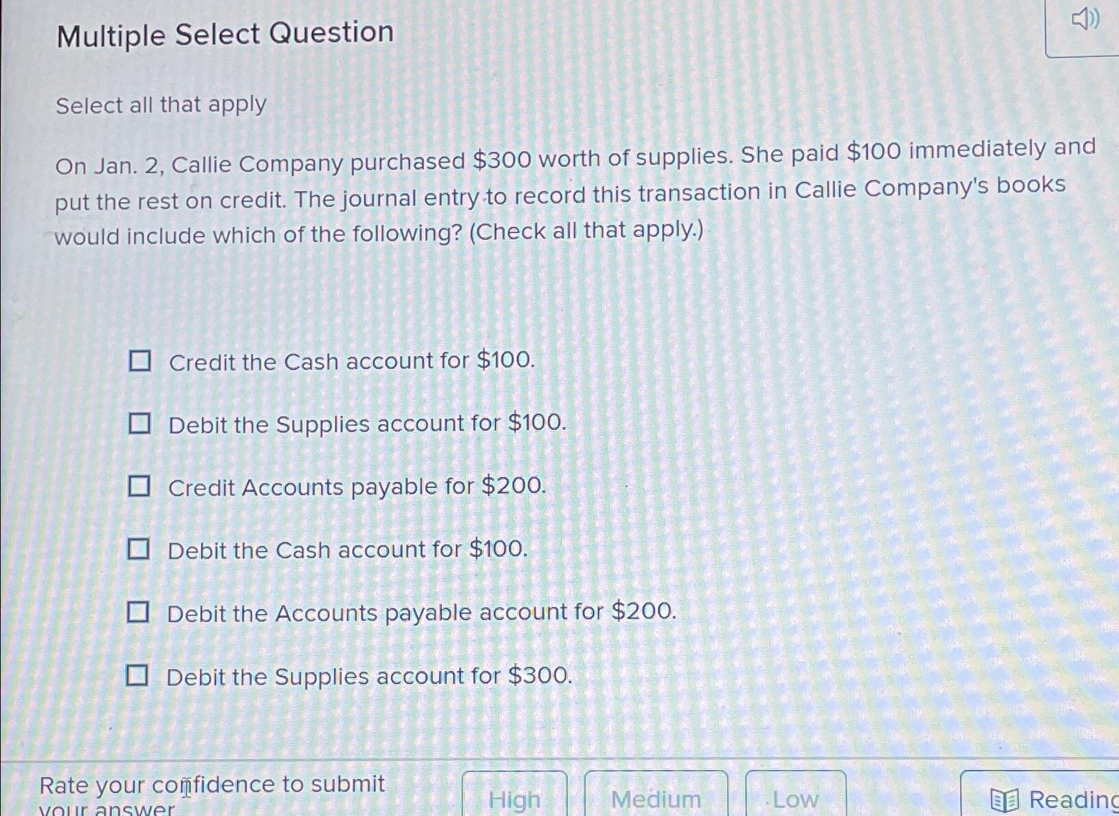  Multiple Select Question\ Select all that apply\ On Jan. 2, Callie