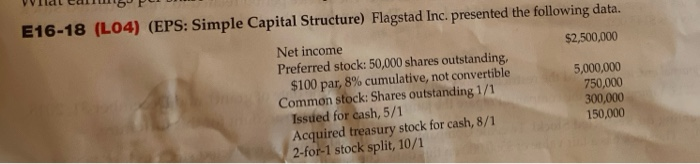  Vild ca5"P E16-18 (L04) (EPS: Simple Capital Structure) Flagstad Inc. presented