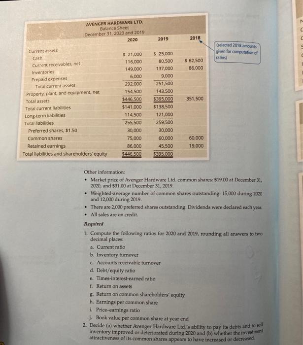 Current Ratio Debt Ratio Earnings per Share Transaction P18-6B Comparative financial statement