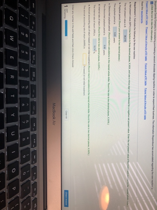  Stupendous Candy Company is considering purchasing a second chocolate dipping machine