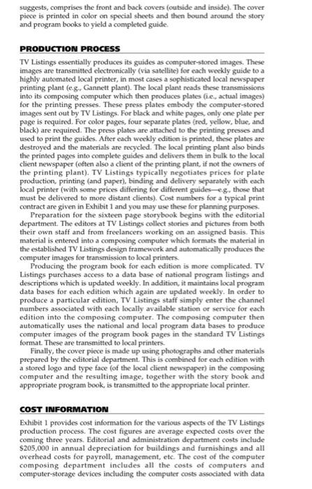 Magazines Inc. The attached case describes a business issue that the company