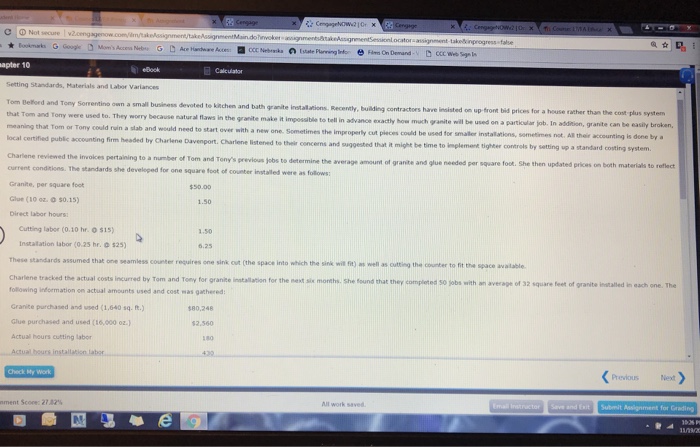  C Not secure apter 10 Setting Standards, Materials and Labor Variances