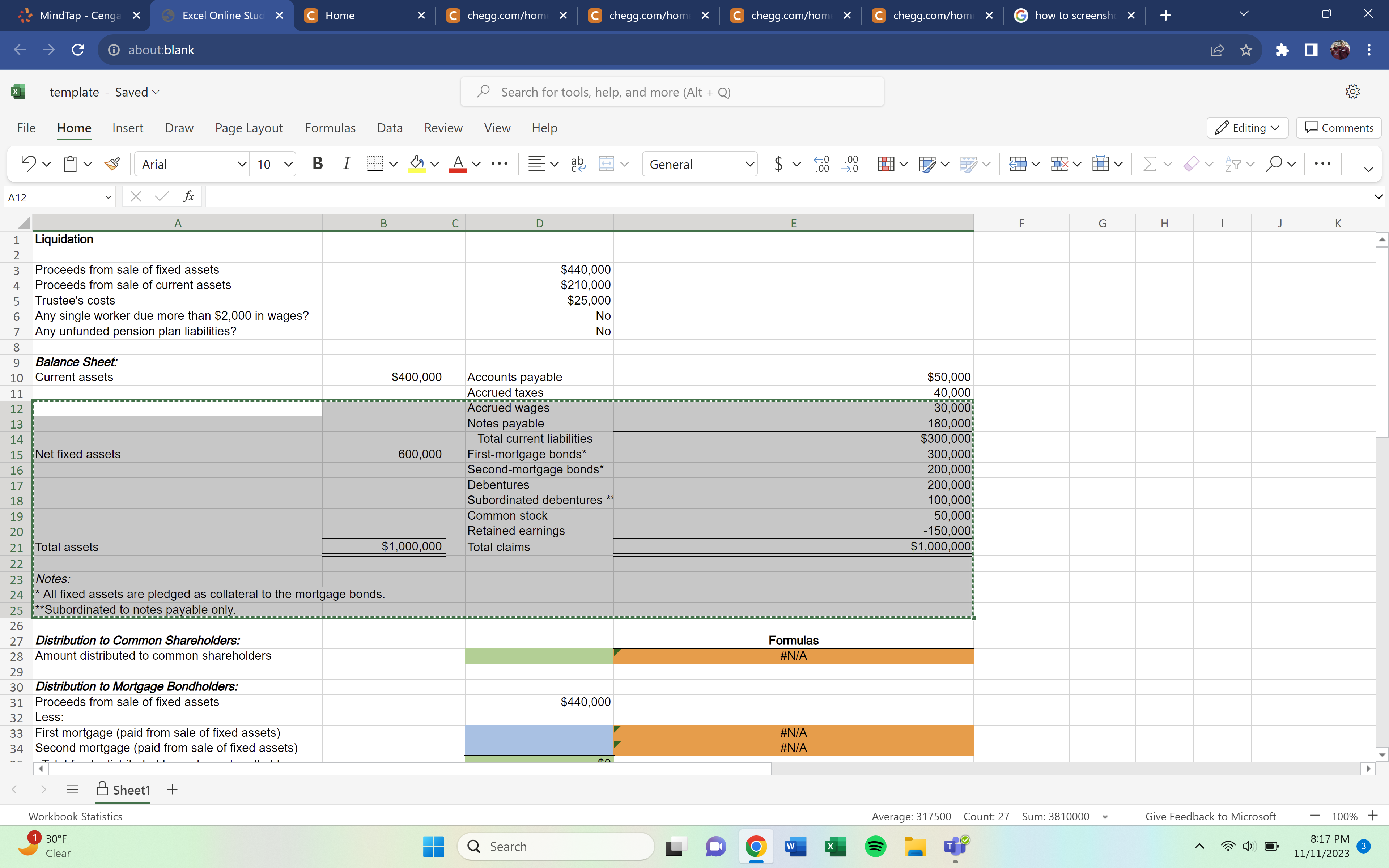  Excel Online Structured Activity: Liquidation At the time it defaulted on