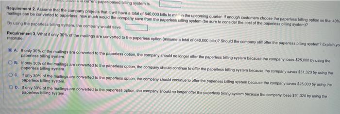 bising system. Use the hightlow method. The yariable cost per bili maled