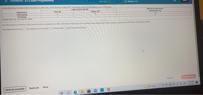  Homework Linear Programming Pattua OP SH Labor Hour persal Ma Labor