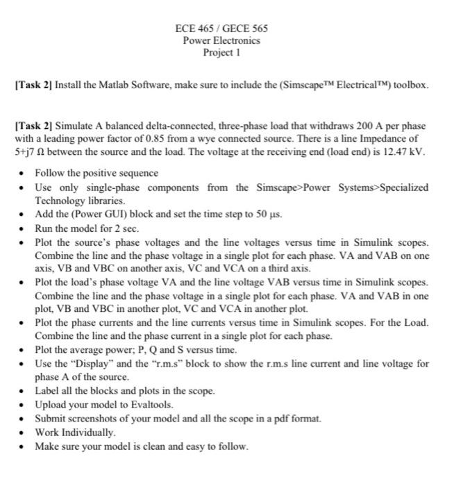 ECE 465 / GECE 565 Power Electronics Project 1 [Task 2] Install