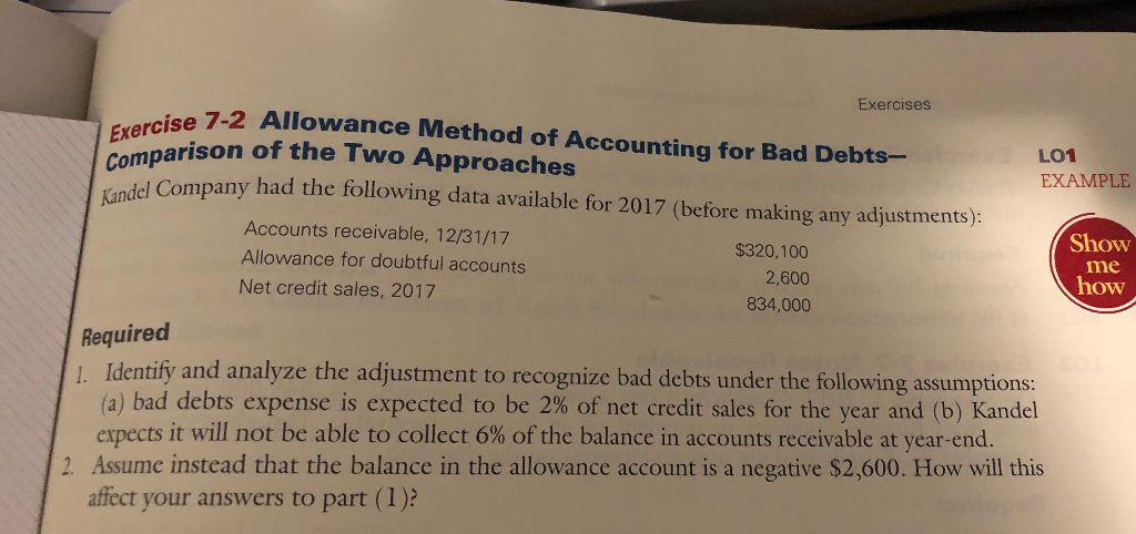  Exercise 7-2 Comparison of Exercises e 7-2 Allowance Method of Accounting