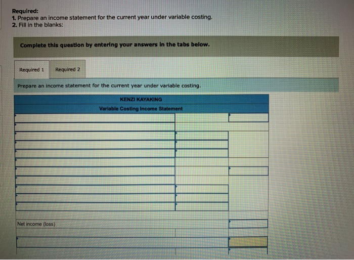 manufacturer of kayaks, began operations this year. During this first year, the