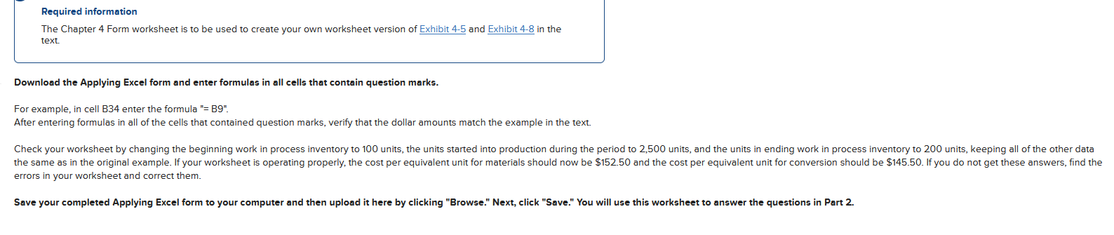  Required information The Chapter 4 Form worksheet is to be used
