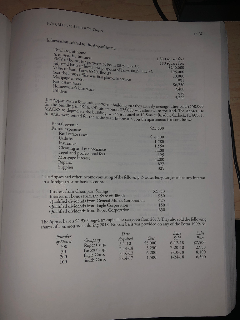 and Schedules A,B,C,D,E,SE 12-36 Essentials of Federal Income Taxation CUMULATIVE PROBLEM (CHAPTERS