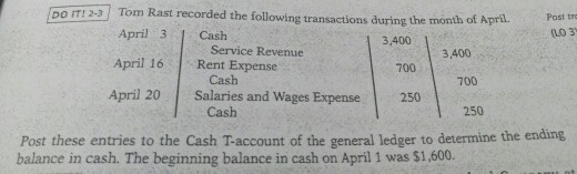 DO IT! 2-3 Past tre ILO 3 Tom Rast recorded the