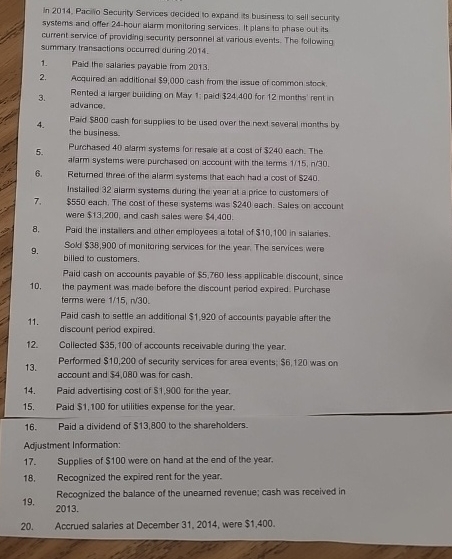  Prepare the requirements below using Excel. Required: Prepare the journal entries