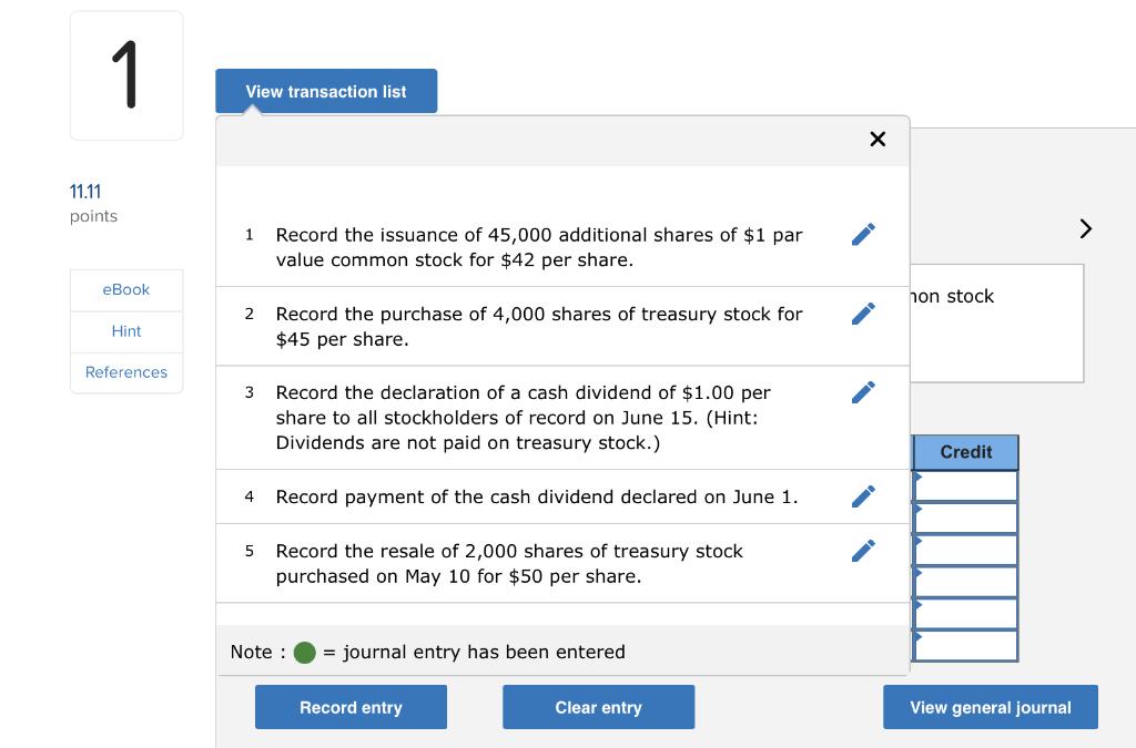 1 View transaction list 11.11 points 1 > Record the issuance
