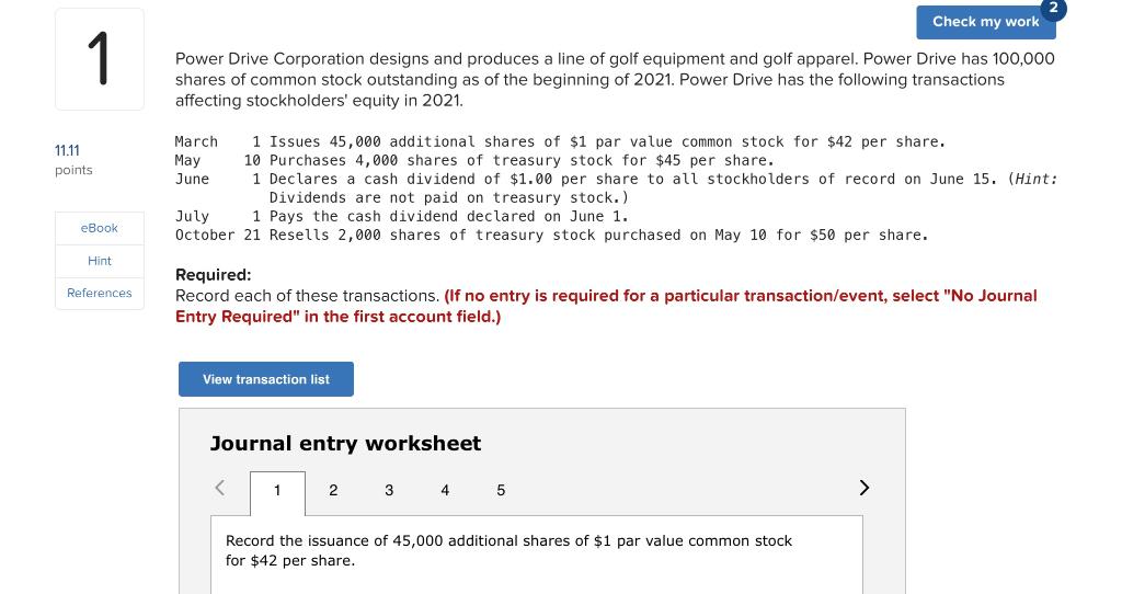 of 45,000 additional shares of $1 par value common stock for $42