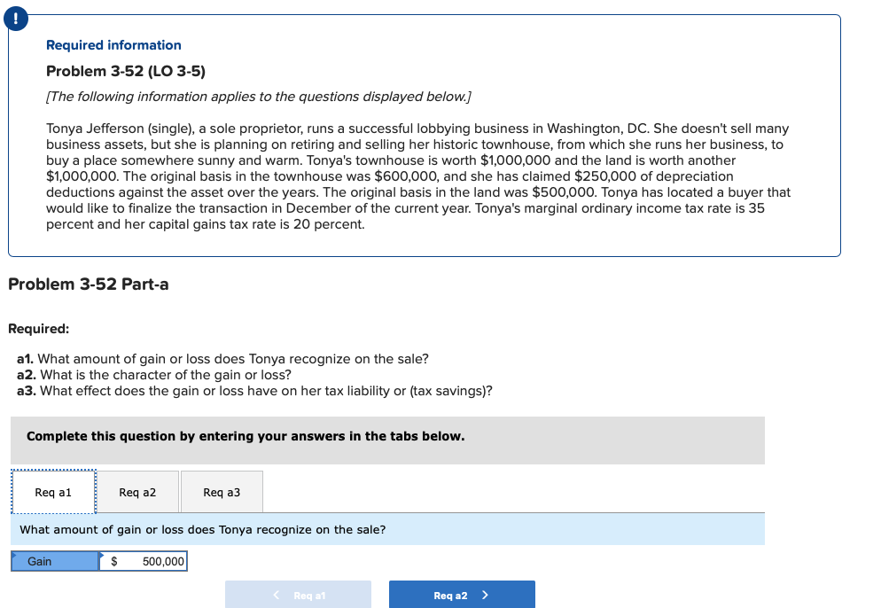 Please answer Req a1 Required information Problem 3-52 (LO 3-5) [The