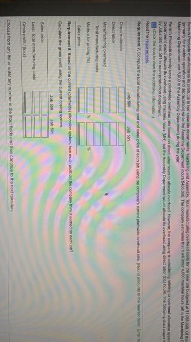 information Read the moments Requirement 1. Compute the company's current plantwide overhead