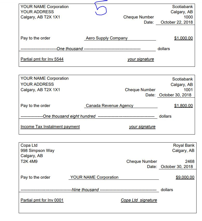 YOUR NAME created the following Chart of Accounts to use to track