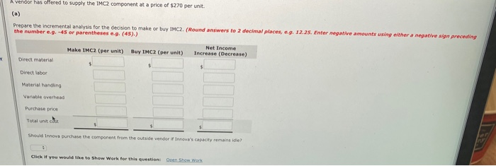 uses 1,000 units of the component IMC2 every month to manufacture one